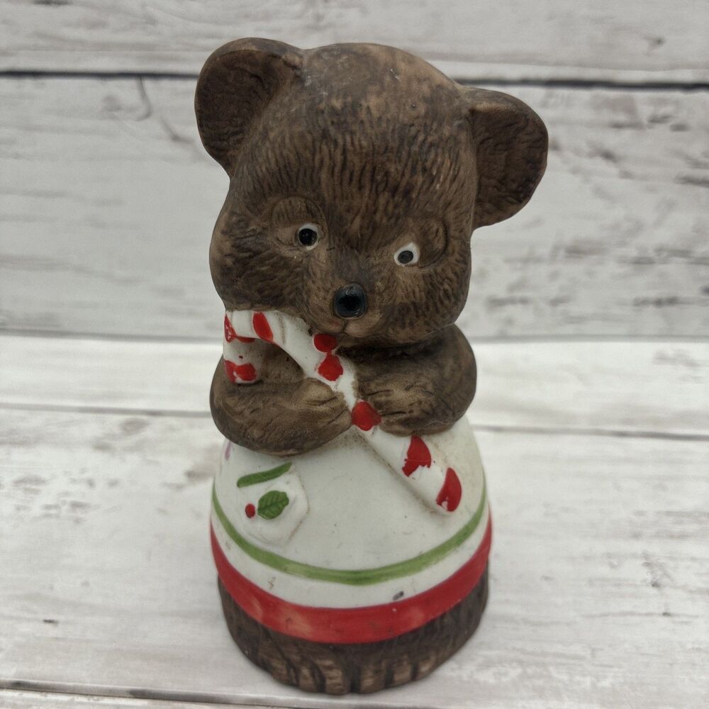 Vintage 1980 Jasco "Critter Bells" Teddy Bear Porcelain Ornament Bell